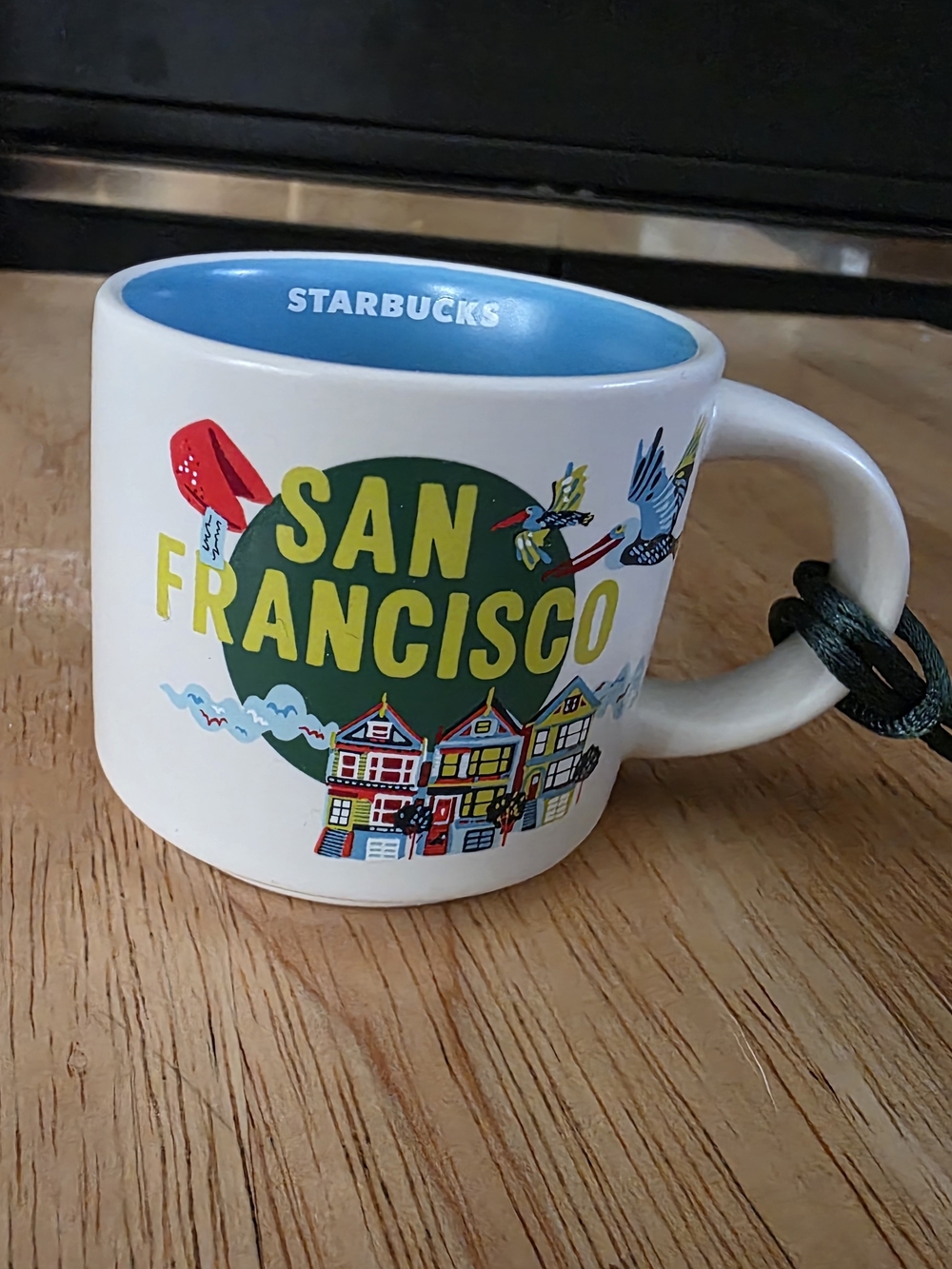 Starbucks San Francisco White Mug with Blue Interior and Multicolor Artwork